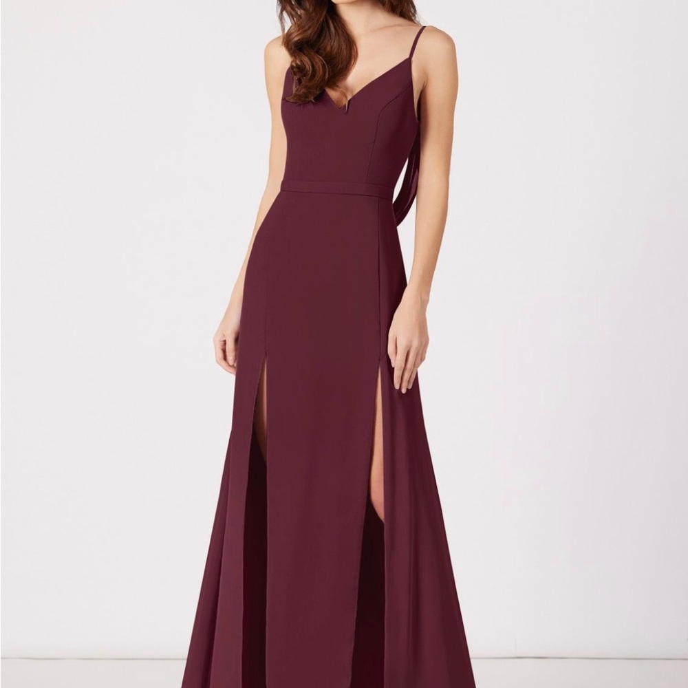 Azazie Candice Bridesmaid Dress in Cabernet Size A4. - Picture 4 of 8